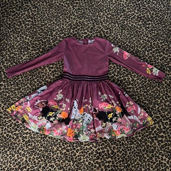 Dogs & Floral Molo size 7/8 Dress - Picture 1 of 8